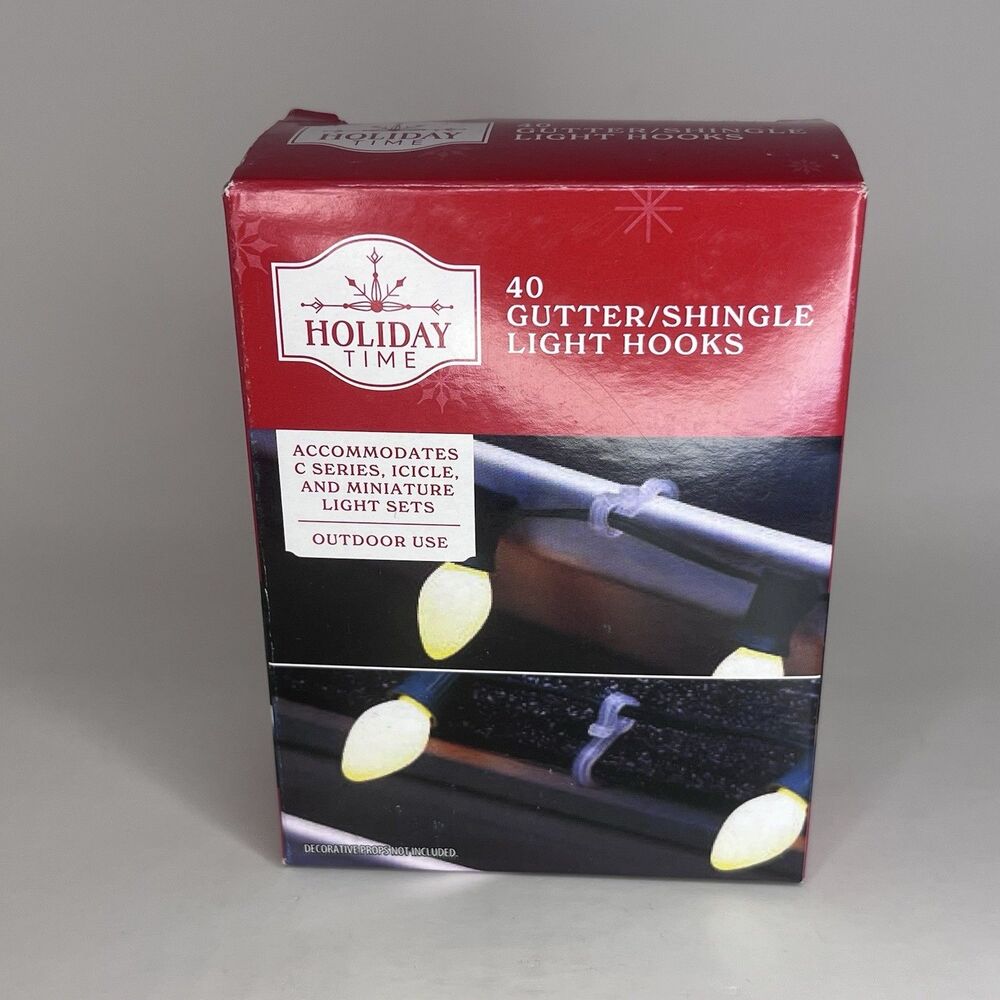 New Gutter/Shingle Light Hooks, Clear, 40 Count, by Holiday Time